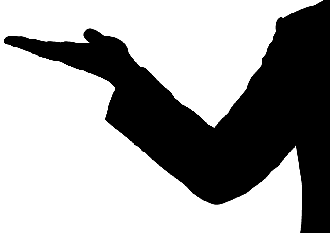 Businessman Silhouette with Outstretched Hand on Transparent Background