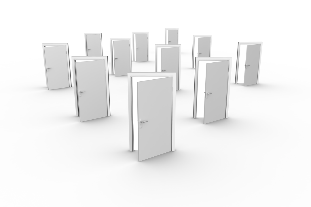 Multiple White Doors on Transparent Background Illustrating Choices and Opportunities - Download Free Stock Images Pikwizard.com