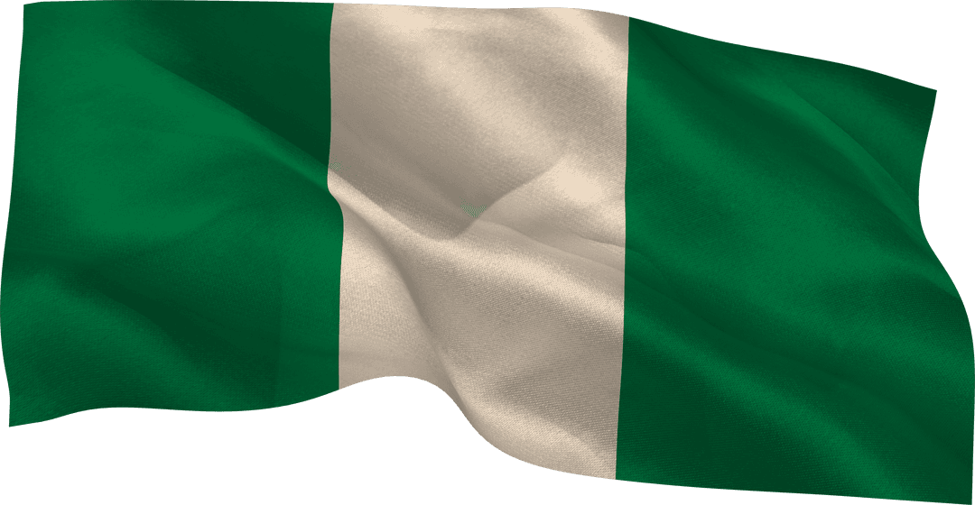 Nigerian National Flag Waving on Transparent Background