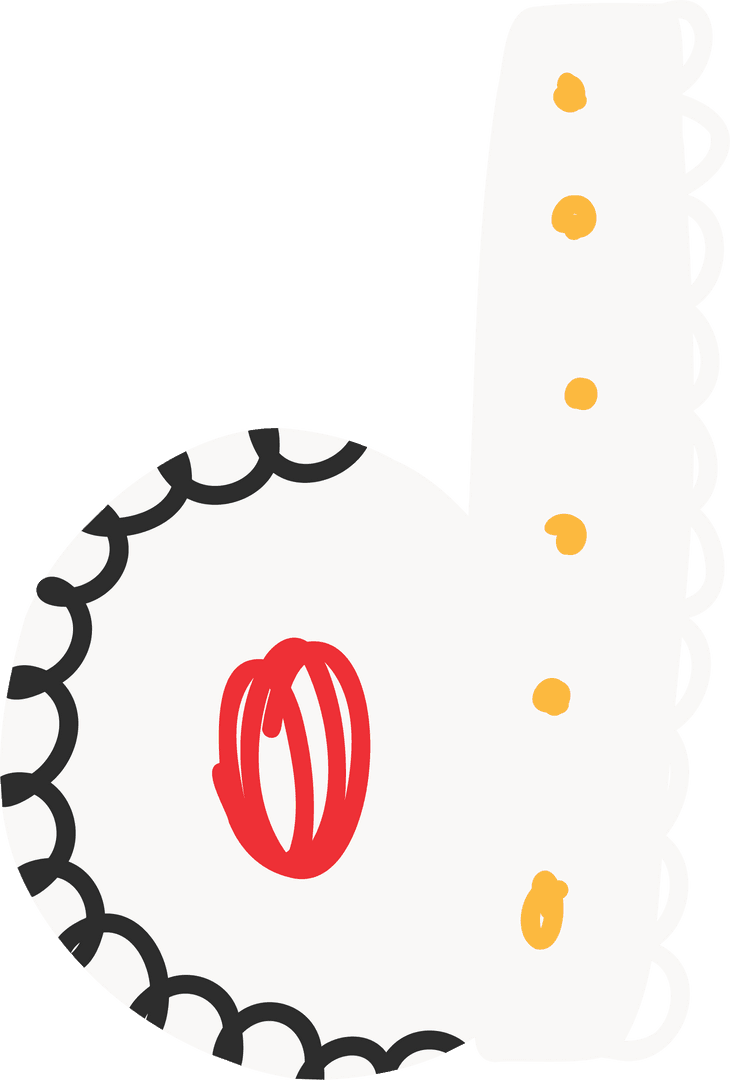 Decorative Letter B with Scalloped Edges on Transparent Background