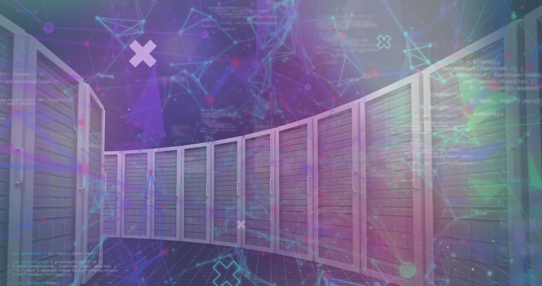 Connecting Global Data: Futuristic Computer Server Room