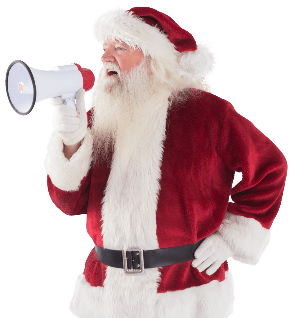 Santa Claus Announcing with Transparent Megaphone Clipart