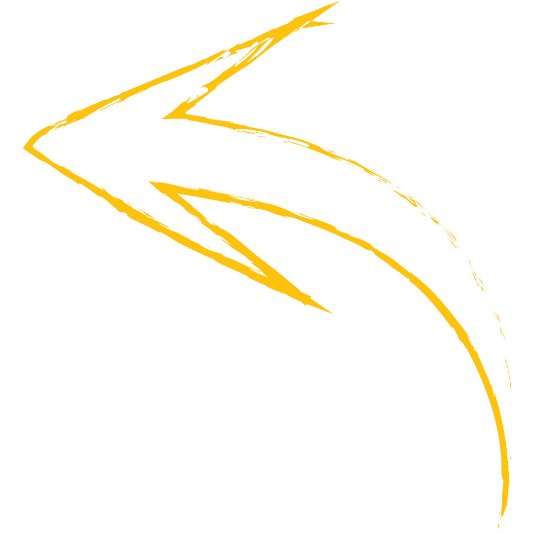 Yellow Arrow Indicating Curve on Transparent Background