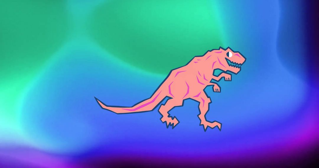 Colorful Abstract Digital Background with Pink Dinosaur Illustration - Free Images, Stock Photos and Pictures on Pikwizard.com