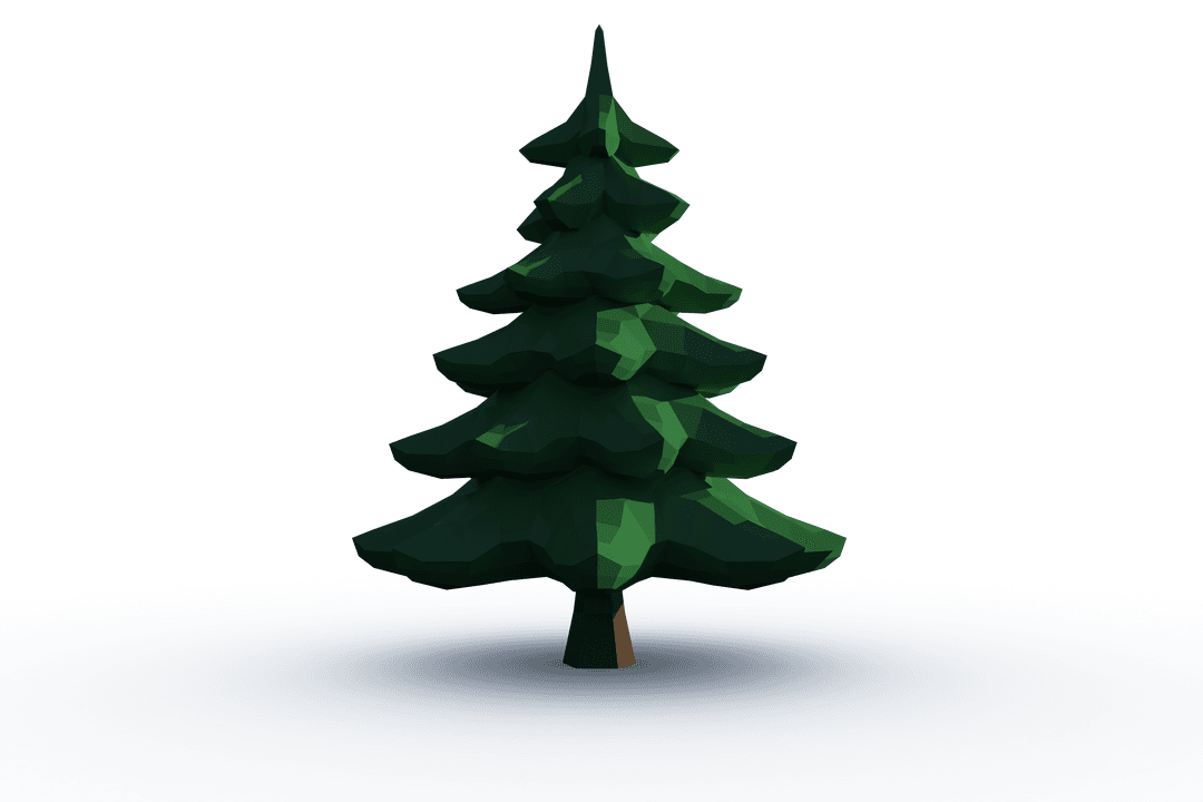 Digital Vector Green Christmas Tree on Transparent Background
