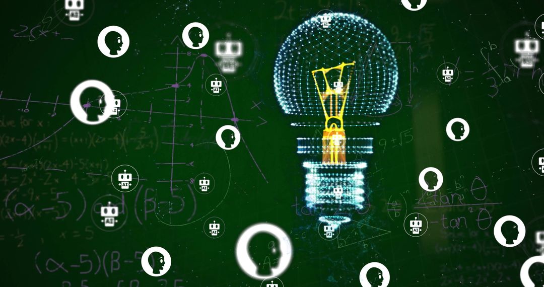 Innovative Digital Concepts with Tech Icons and Equations