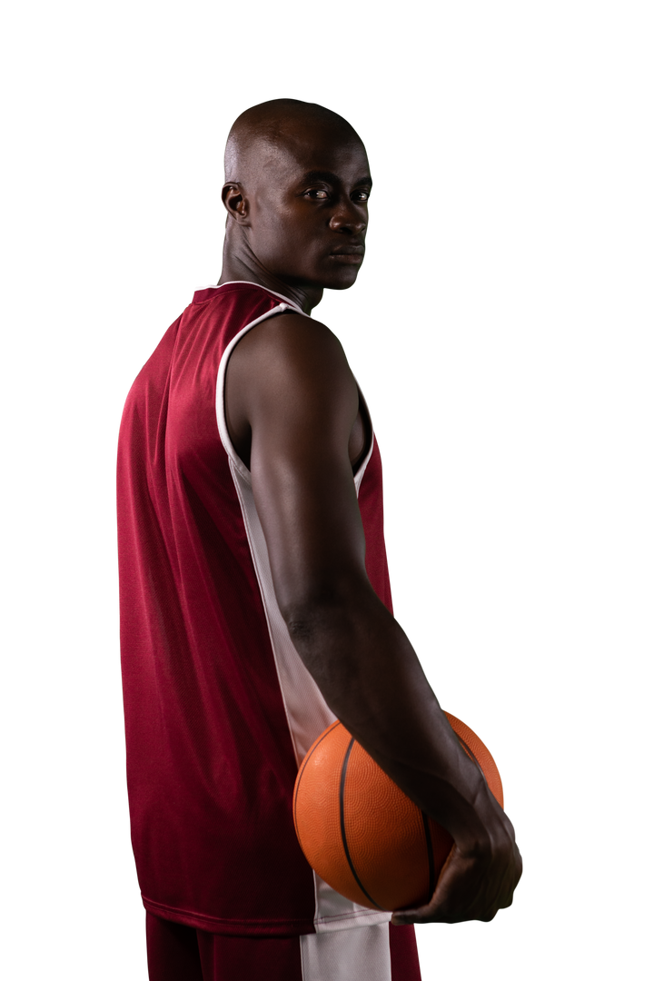 African American Basketball Player Holding Ball Looking Backwards on Transparent Background - Download Free Stock Images Pikwizard.com