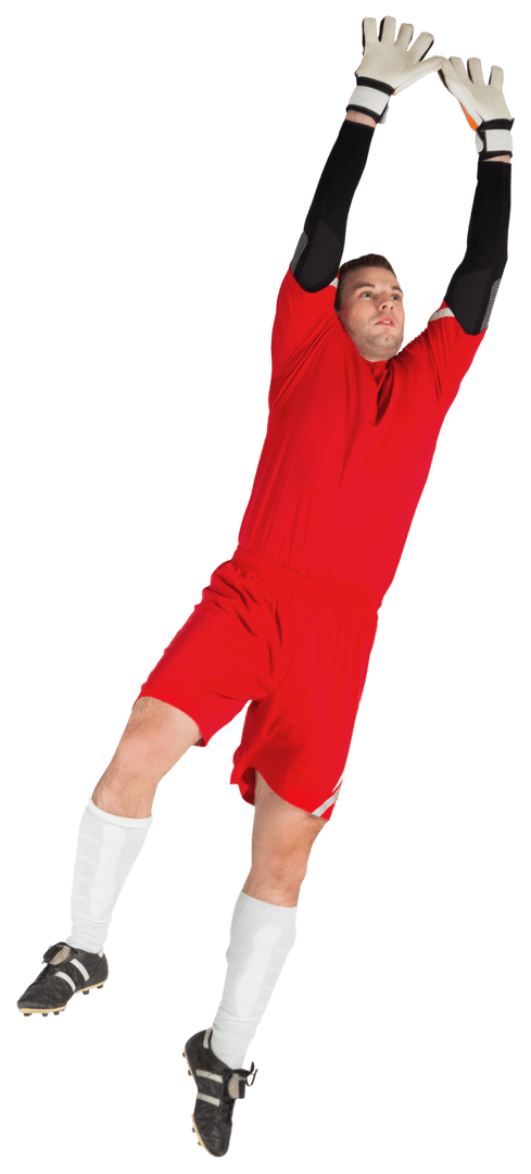 Transparent Jumping Goalkeeper Catching Soccer Ball
