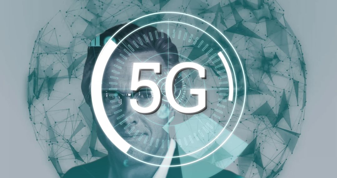 Futuristic 5G Technology with Digital Interface Overlay