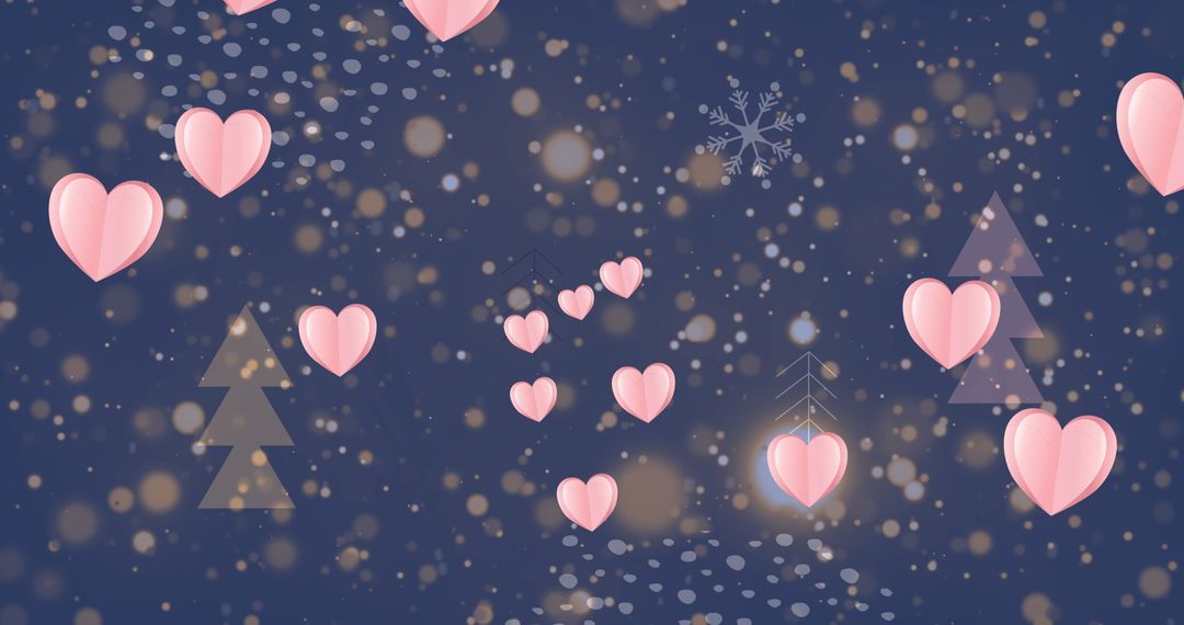 Romantic Hearts Floating Over Festive Background