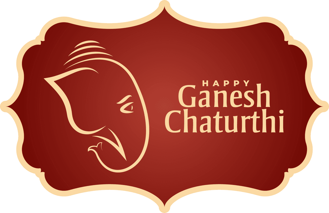Transparent Maroon Ganesh Chaturthi Greeting with Iconic Ganesha Line Art