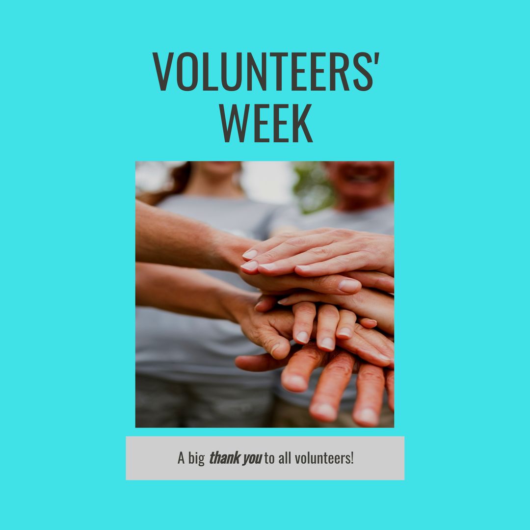 Diverse Team Stacking Hands for Volunteers Week Celebration