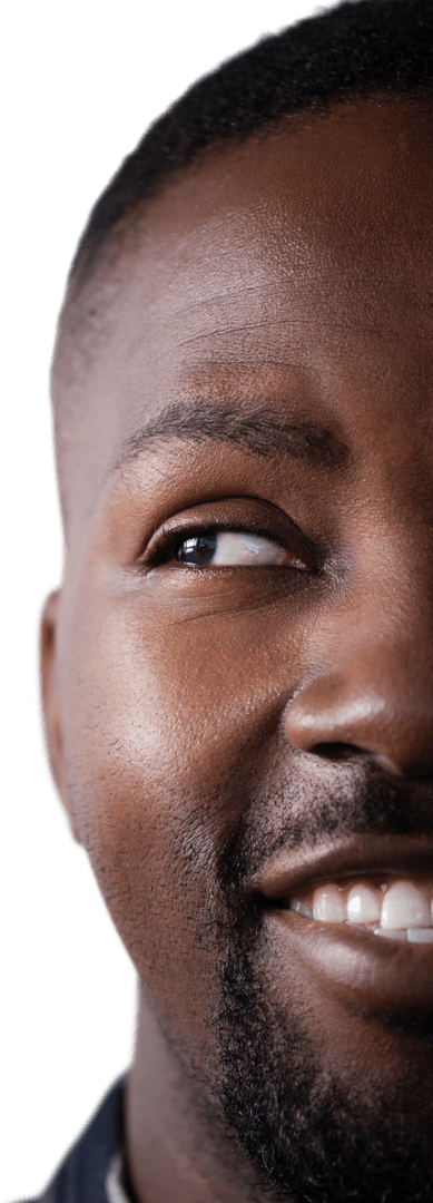 Thoughtful Smiling African American Man Portrait Transparent Background