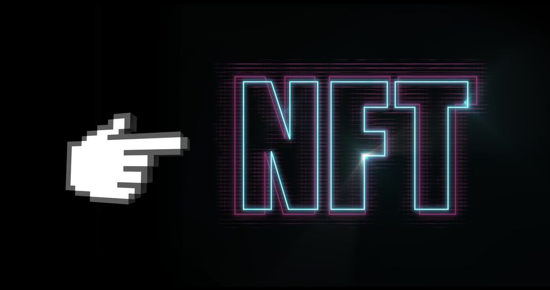 Neon NFT Graphic with Retro Pixel Cursor