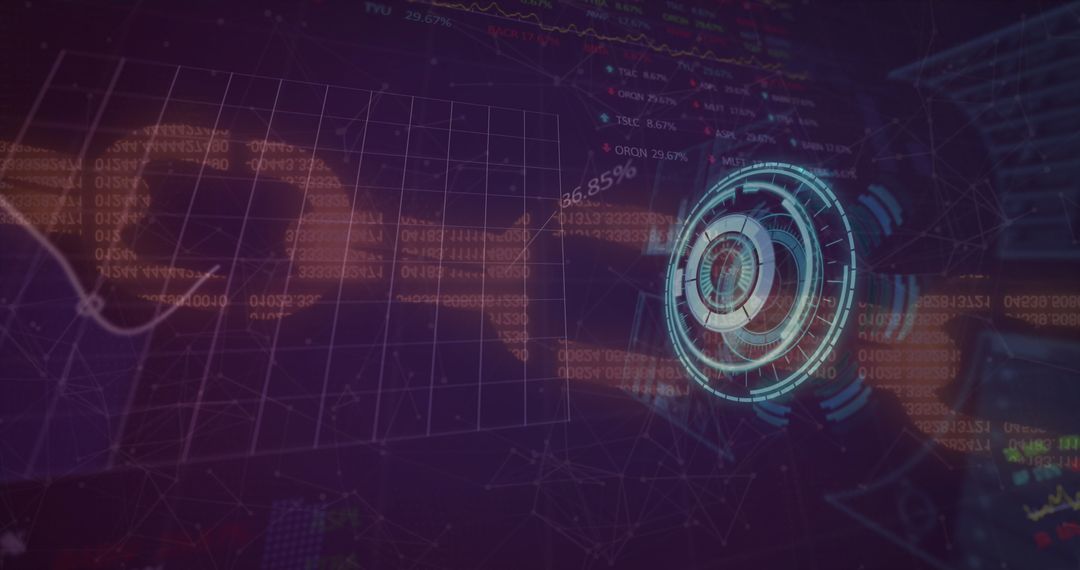 Digital Interface Scope Scanning Data within Futuristic Settings
