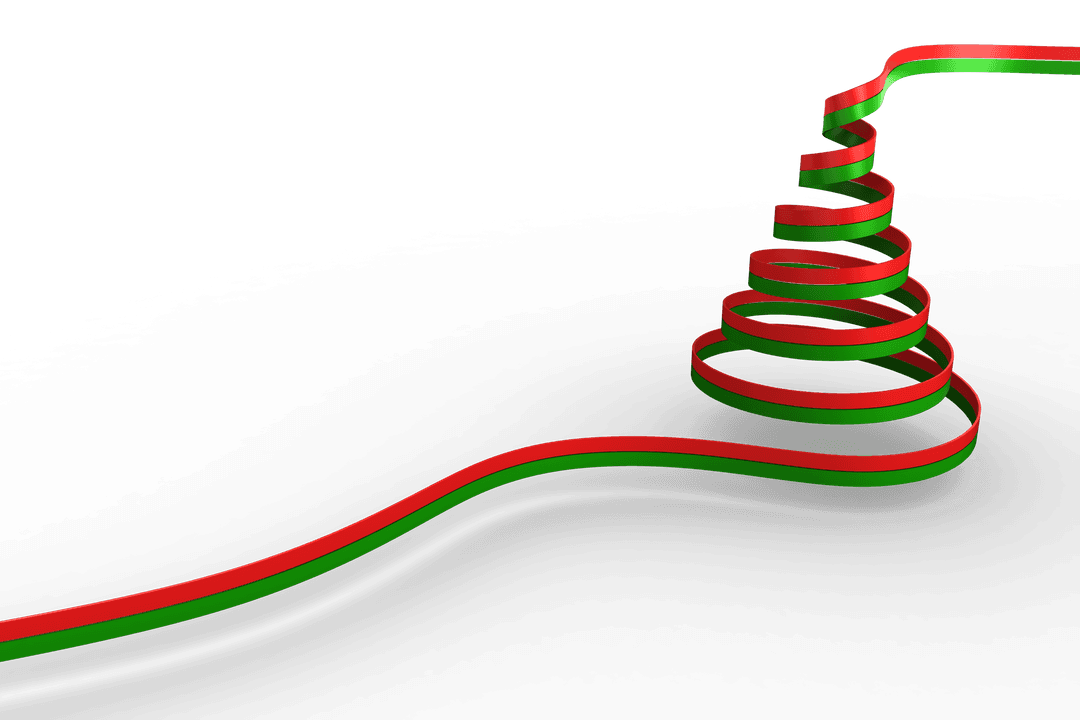 Glossy Zigzag Christmas Tree Spiral on Transparent Background