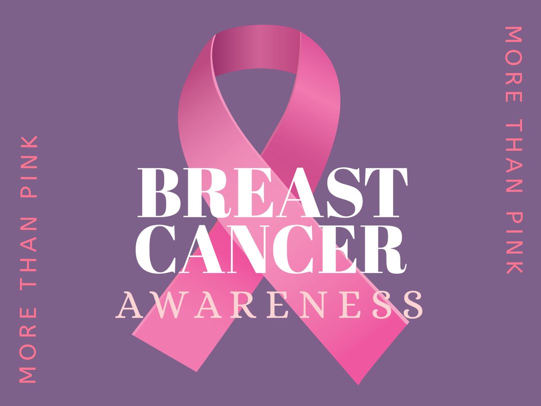 Breast Cancer Awareness with Pink Ribbon Symbol on Purple Background - Download Free Stock Templates Pikwizard.com