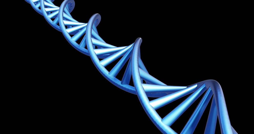 Spiraling 3D DNA Strand with Black Background