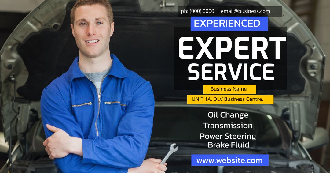 Confident Mechanic Offering Expert Auto Services and Training - Download Free Stock Templates Pikwizard.com