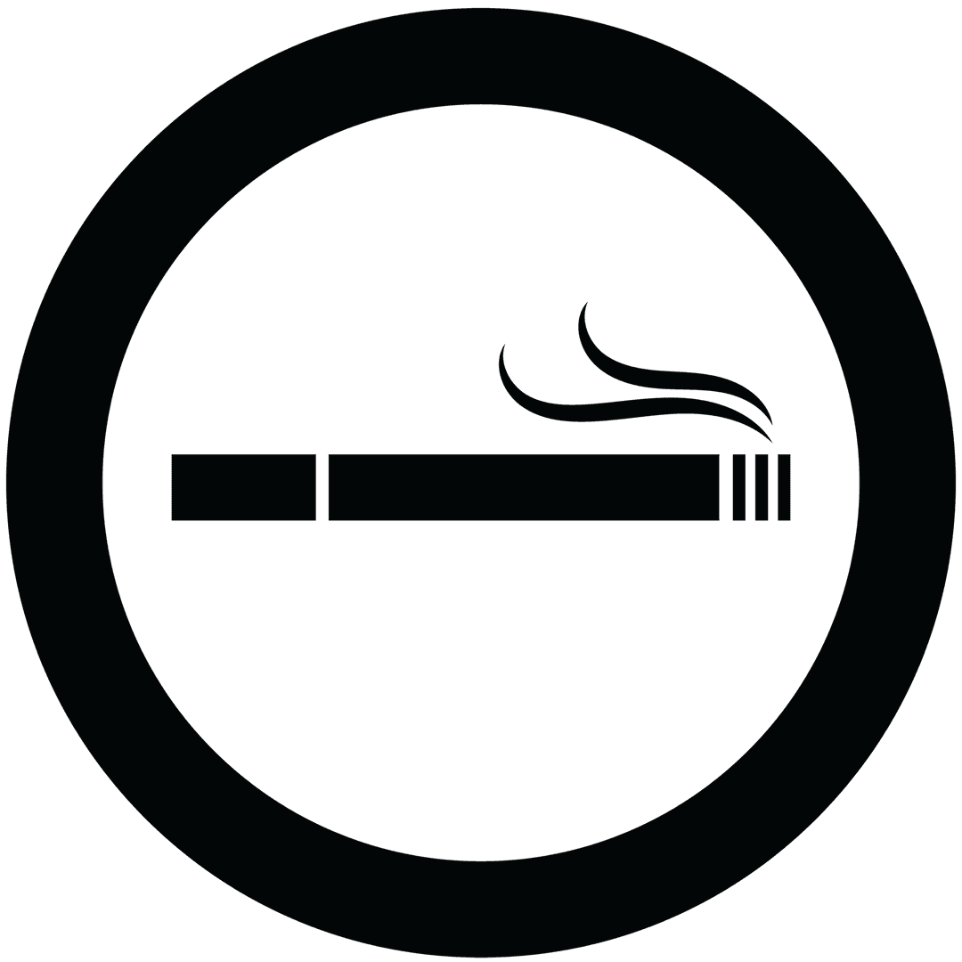 Smoking Zone Symbol with Black Circle on Transparent Background