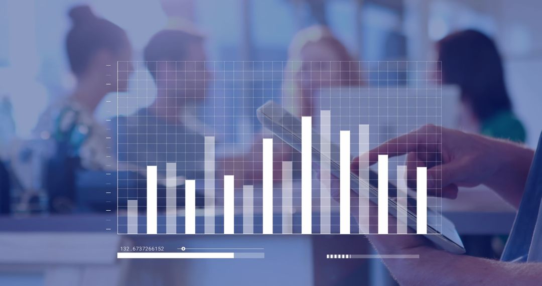 Digital Graph Overlay on Technology and Business Teamwork