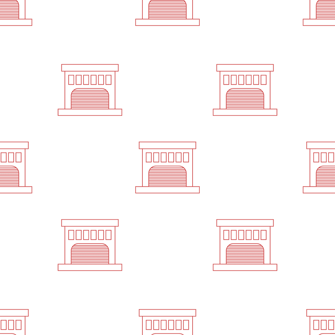 Seamless Red Pattern with Stove Icon on Transparent Background