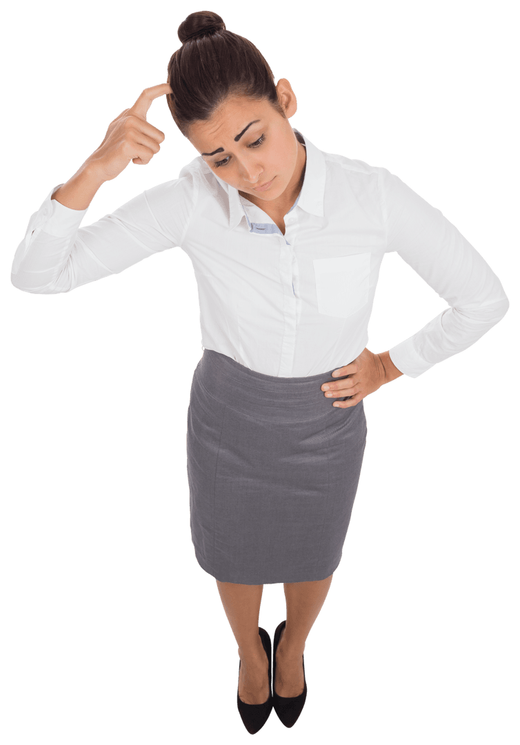 Businesswoman Scratching Head Transparent Image for Confusion Concept