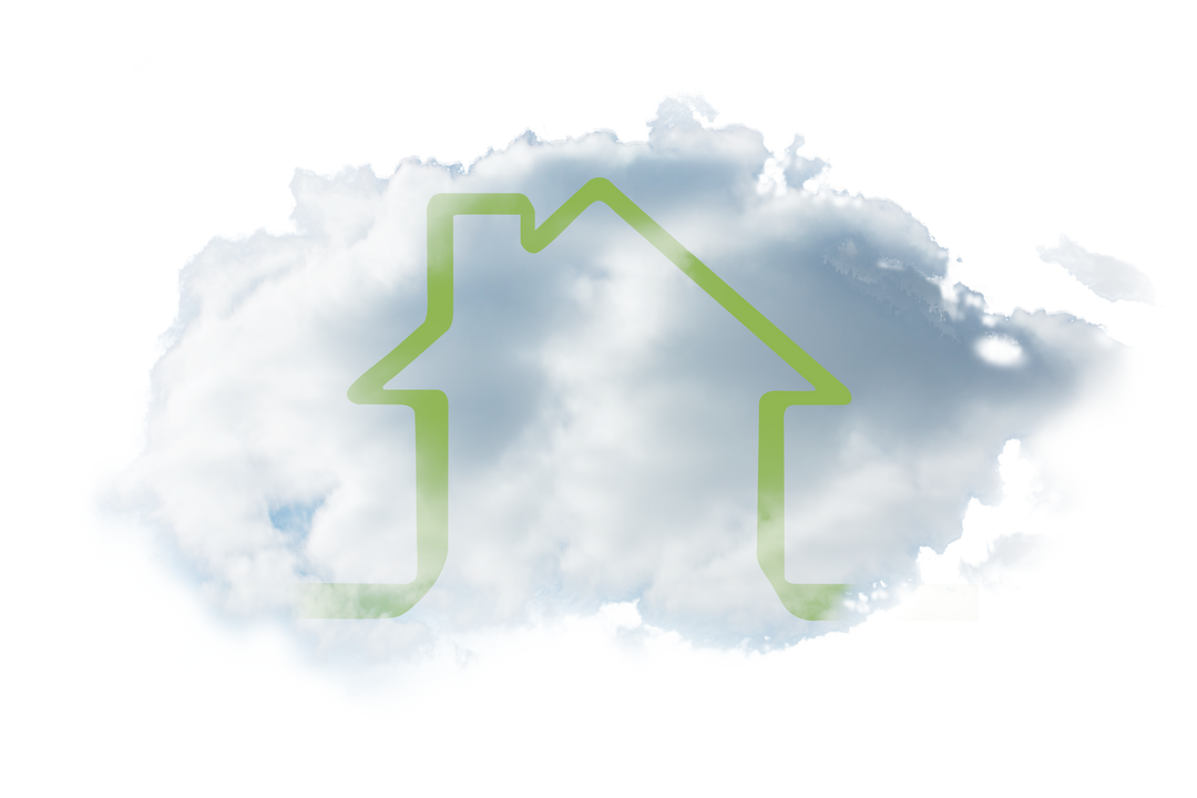 Green House Symbol Over Digital Cloud on Transparent Background - Download Free Stock Images Pikwizard.com