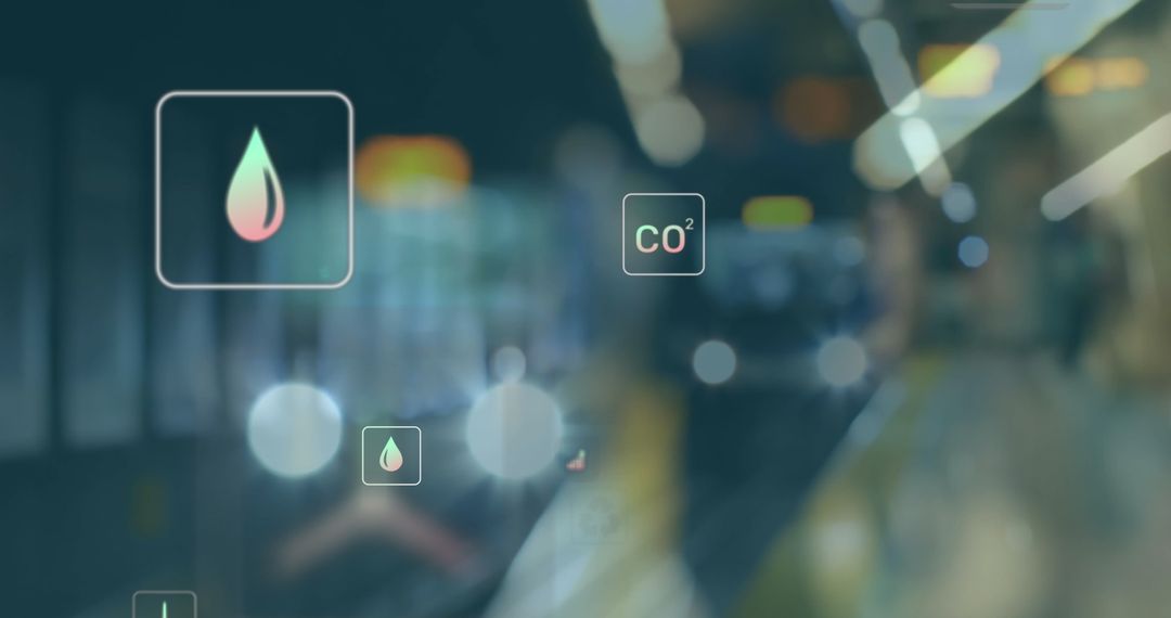 Digital Icons Over Subway Representing Environmental Concept