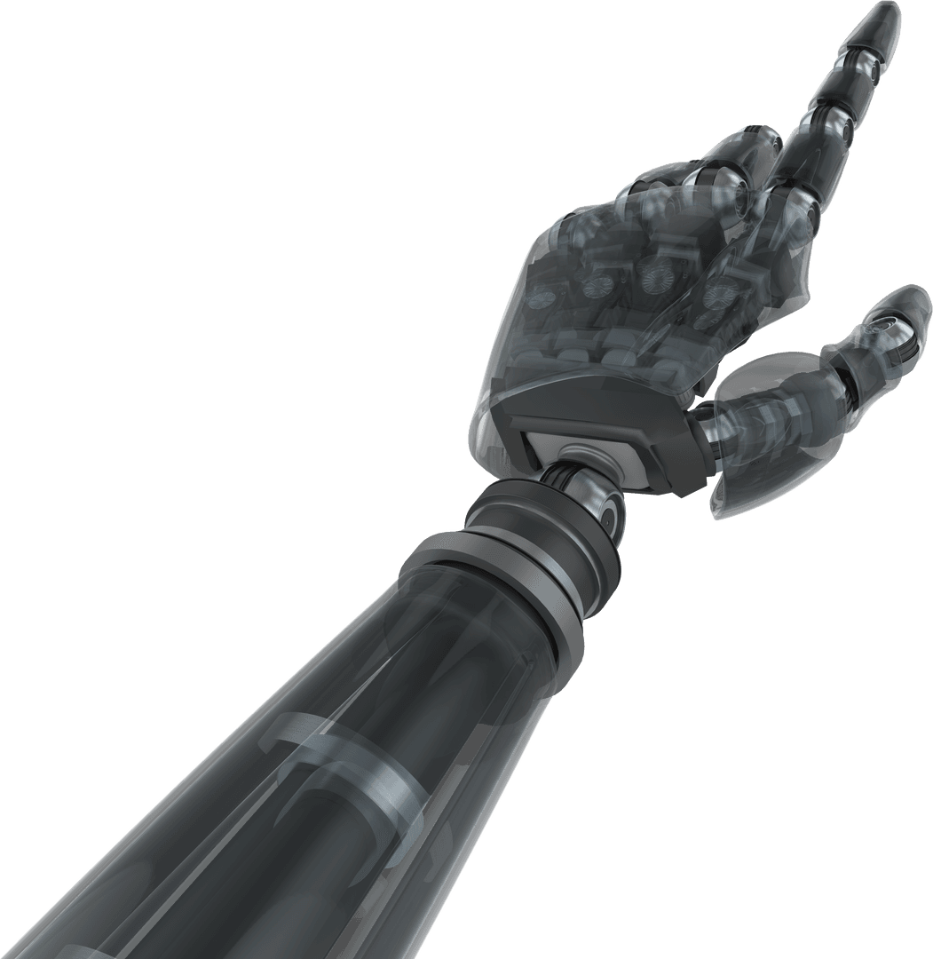 Transparent Robotic Hand Pointing in Futuristic Technology Concept