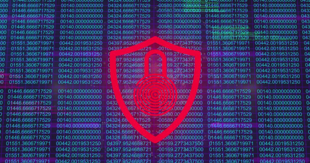 Digital Shield and Lock Icon Over Cybersecurity Data Background
