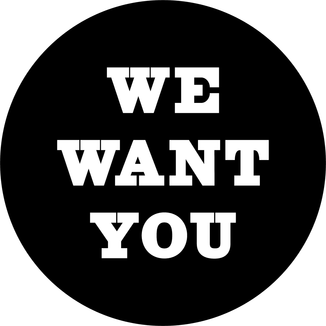 We Want You Bold Text Transparent Background Promotion