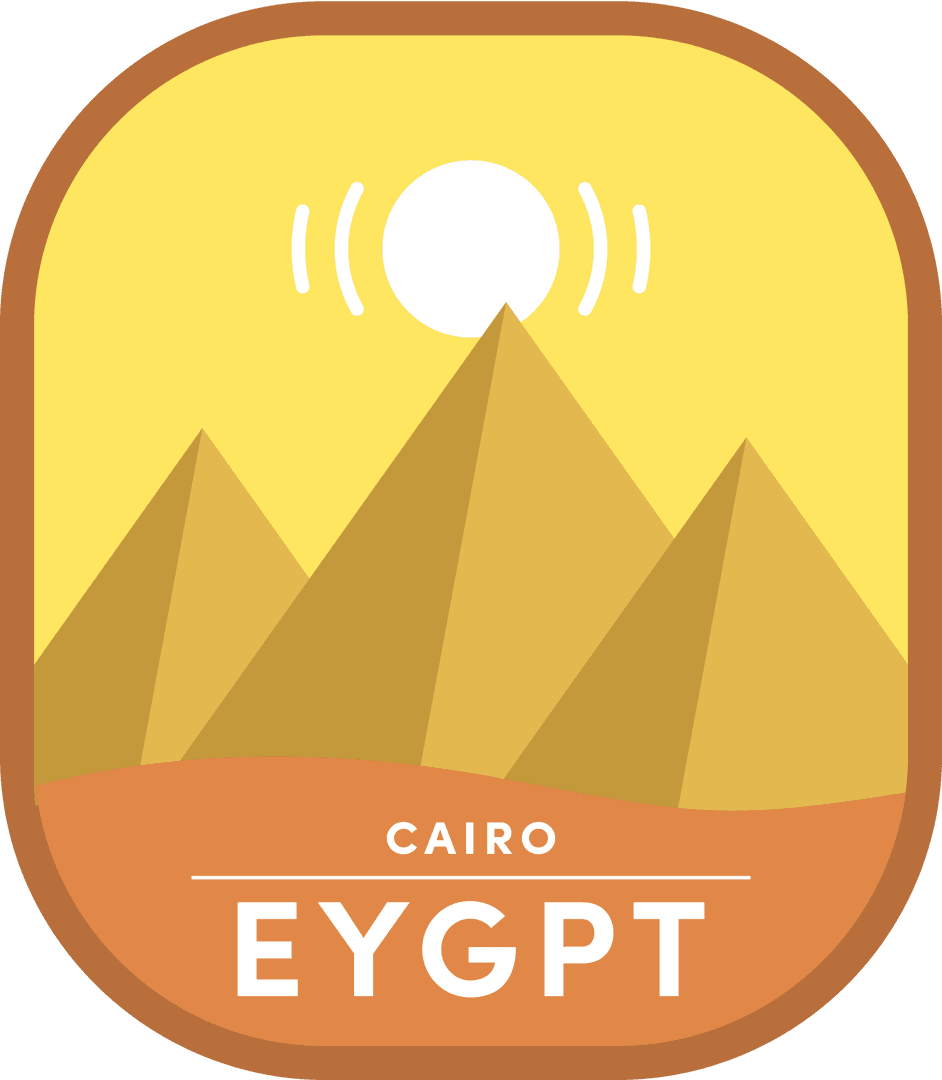 Digital Cairo Egypt Label Pyramids Sun Transparent Background