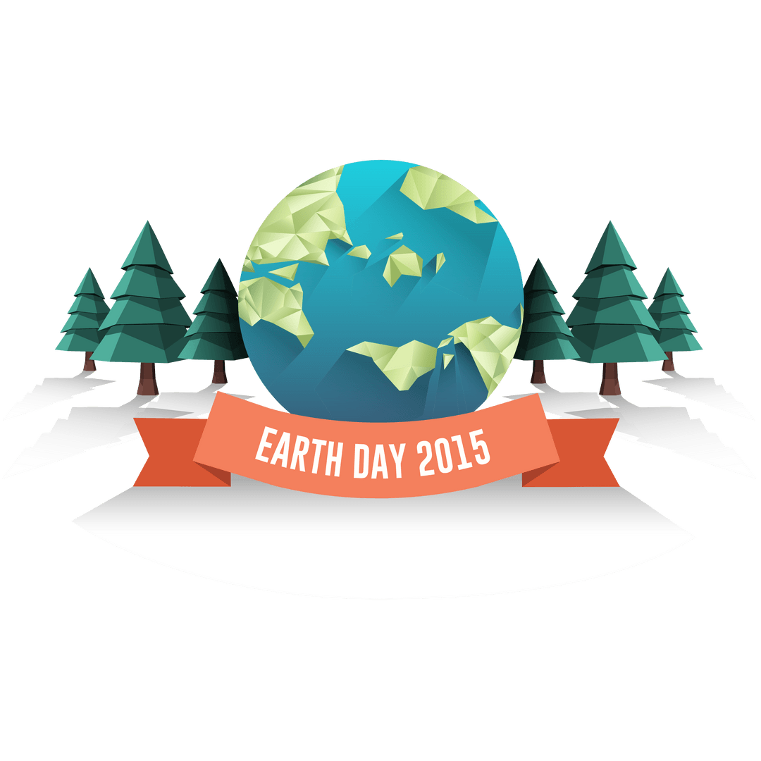 Earth Day 2015 Globe with Trees on Transparent Background