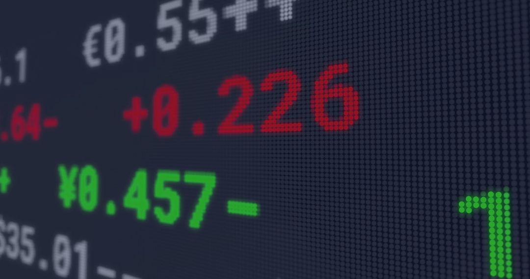 Closeup of Digital Stock Market Ticker with Dynamic Financial Data
