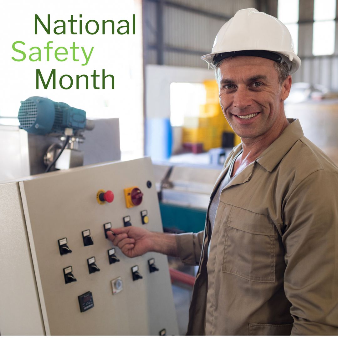 Engineer Operating Control Panel Promoting National Safety Month - Download Free Stock Templates Pikwizard.com