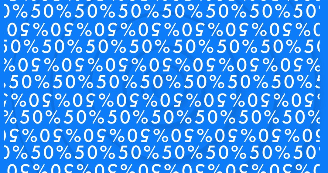 50 percent discount pattern on blue background