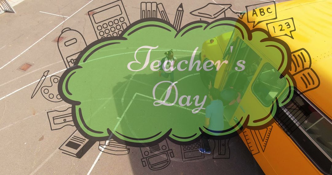 Teachers Day Card with Colorful School Elements Background - Free Images, Stock Photos and Pictures on Pikwizard.com