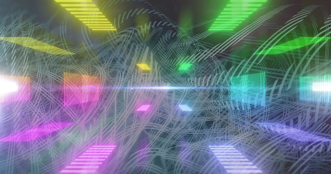 Futuristic Neon Luminous Panels in Digital Abstract Space