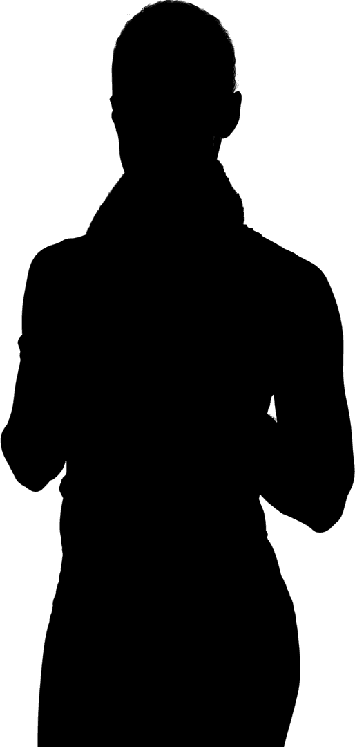 Silhouette of Sportswoman with Towel on Transparent Background