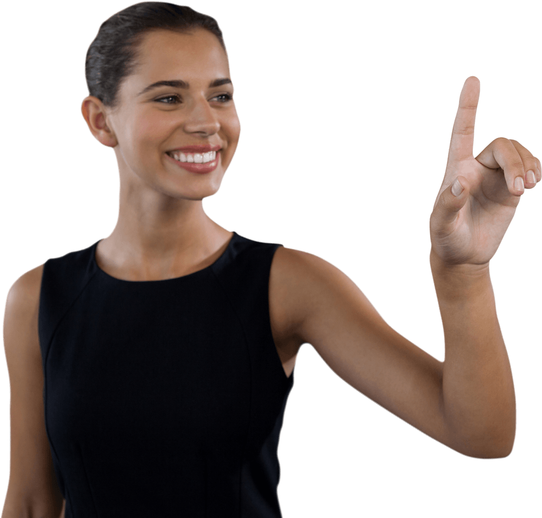 Businesswoman Touching Transparent Digital Interface