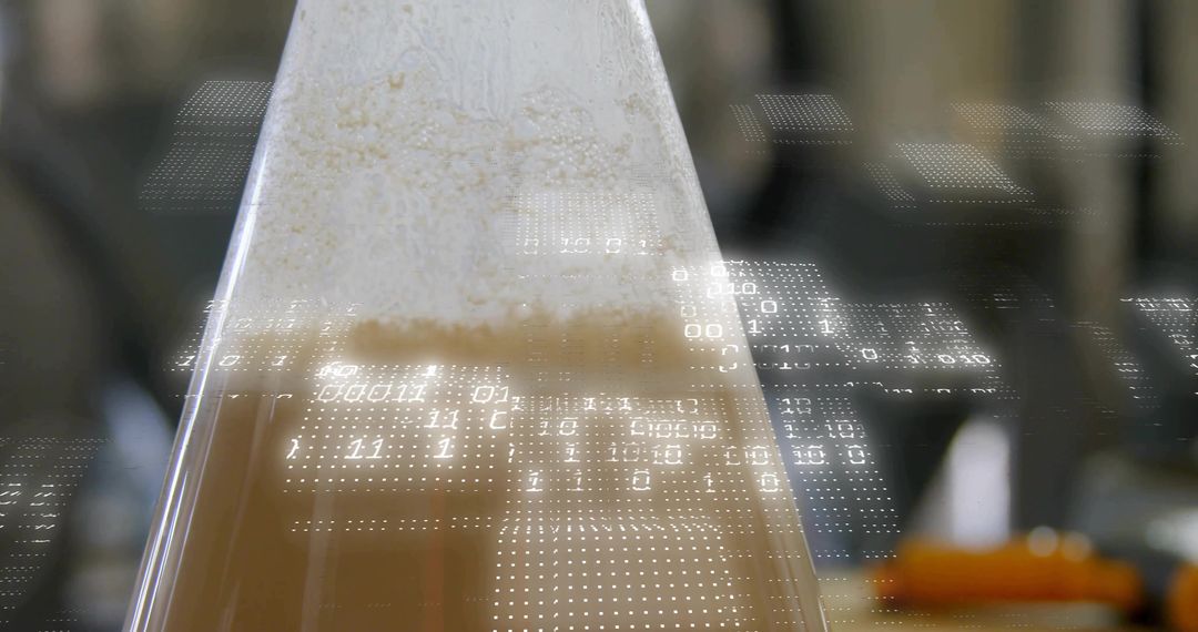 Conical Flask with Binary Overlay Illustrating Chemical Analysis