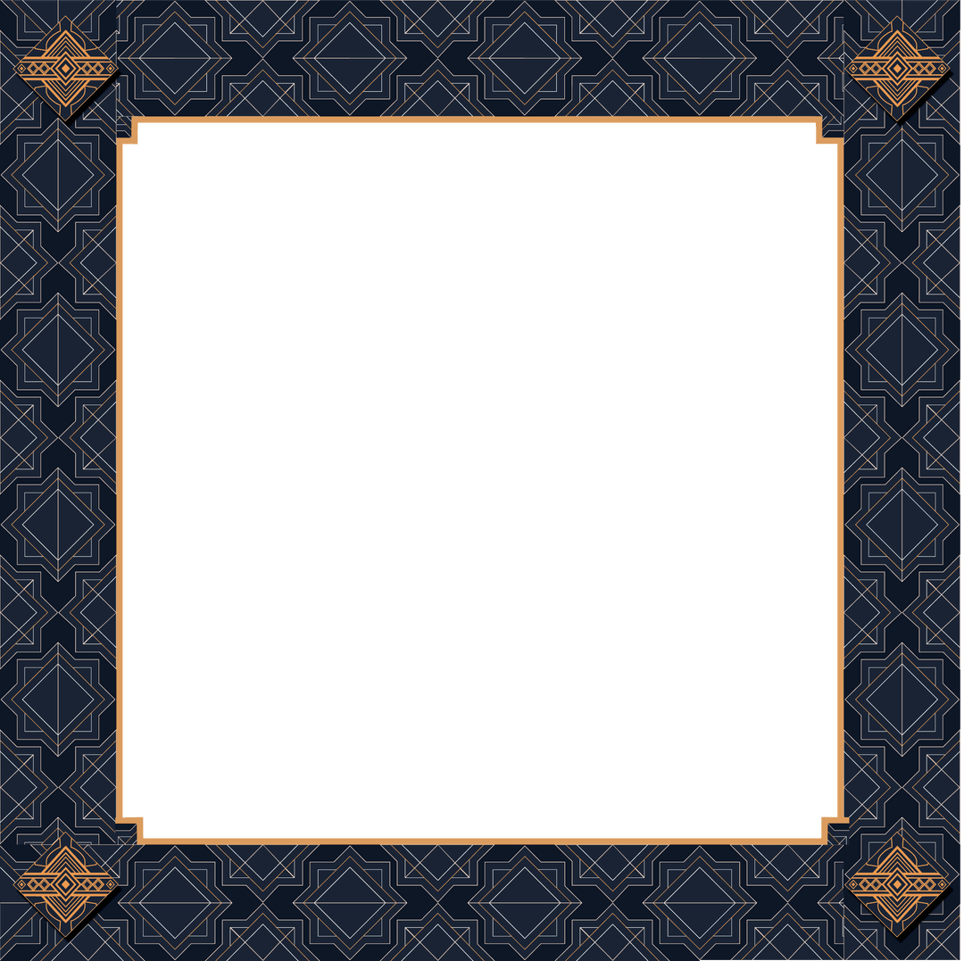 Elegant Art Deco Border Frame with Transparent Background