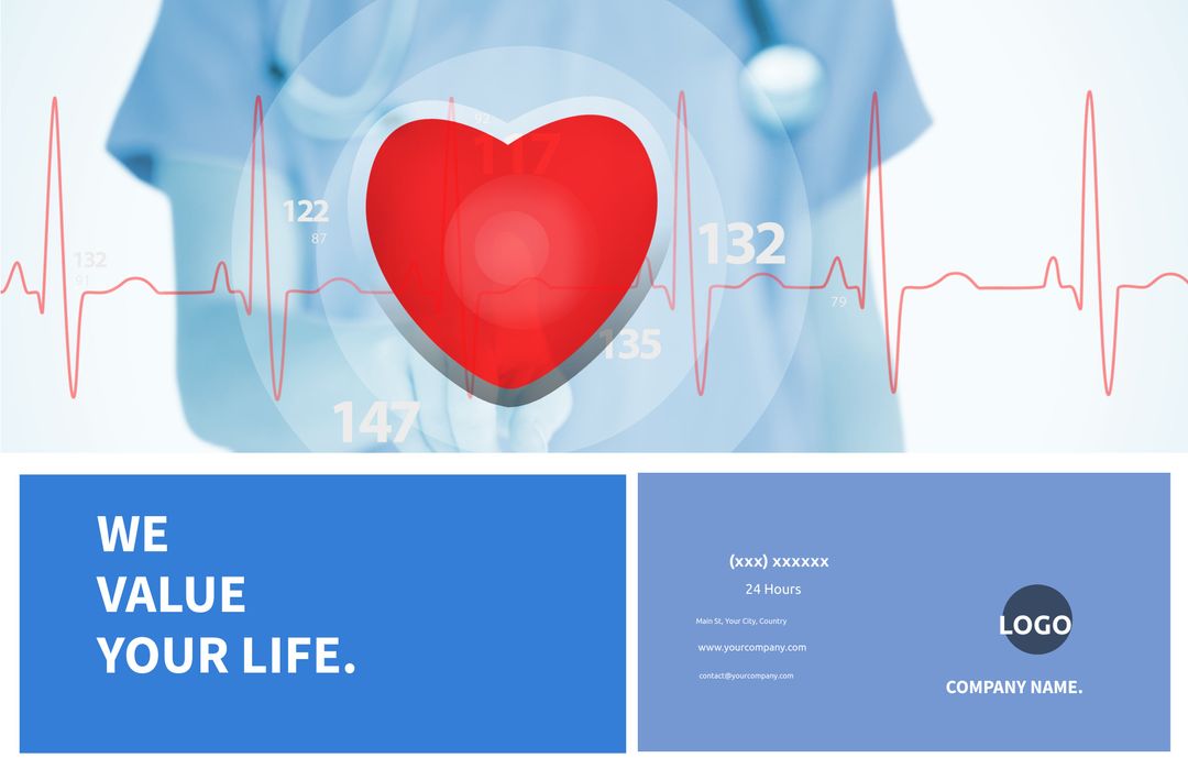 Healthcare Promotional Graphic with Heart Symbol and ECG Line