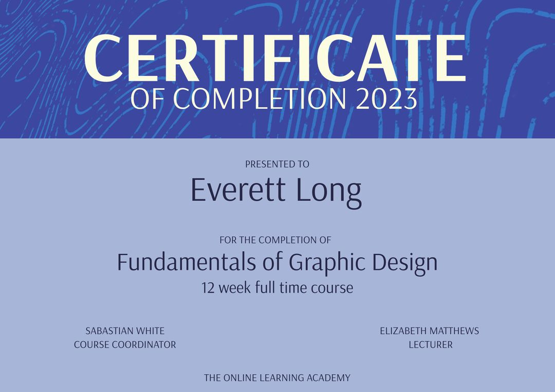 Elegant Certificate of Completion with Modern Design Elements - Download Free Stock Templates Pikwizard.com