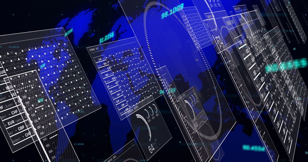 Global financial connections and data processing display
