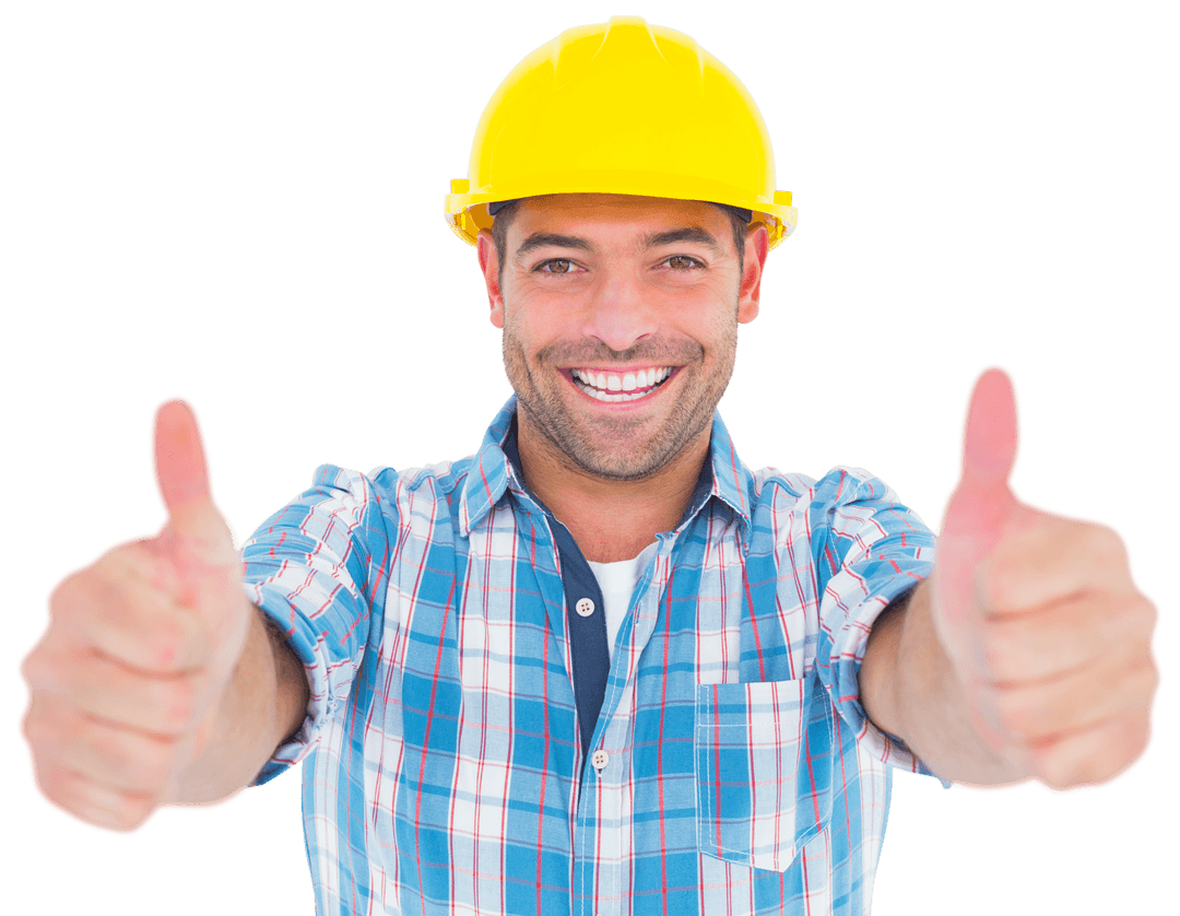 Transparent Happy Construction Worker Giving Thumbs Up