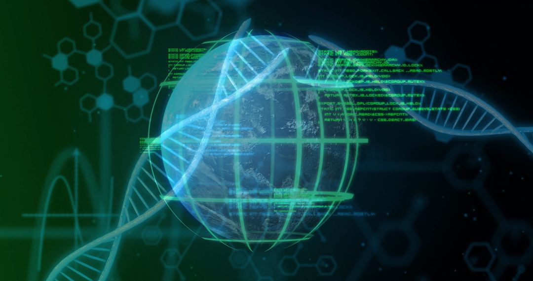 Global DNA and Data Processing in Technology Conceptual Artwork