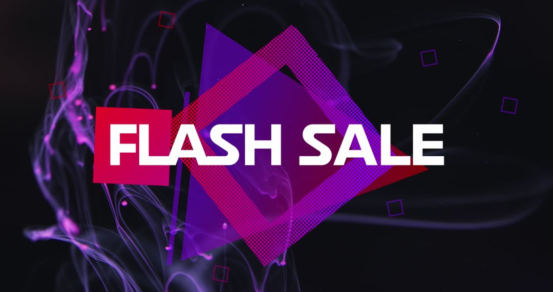 Bold Flash Sale Design with Abstract Shapes on Black Background