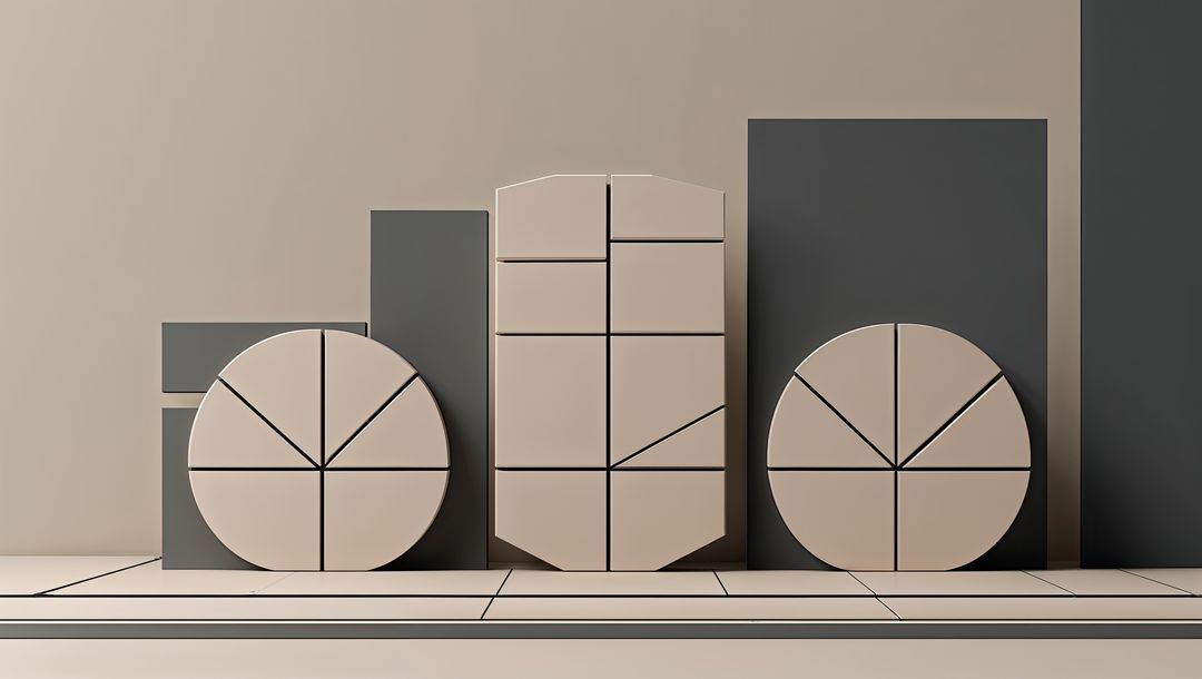 Abstract Geometric Display with Segmented Shapes and Panels